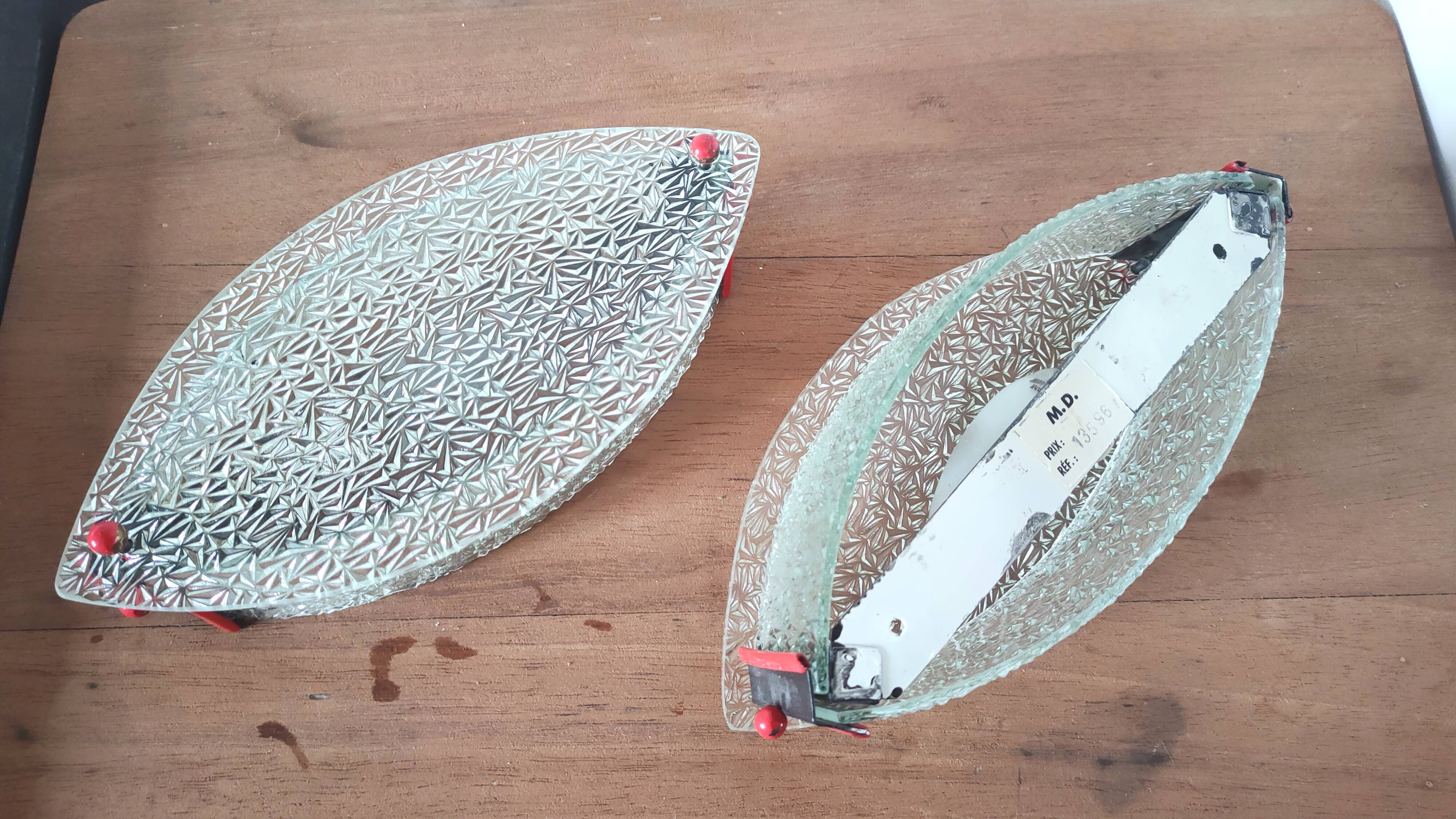 Pair of designer glass eye sconces from the 60s and 70s