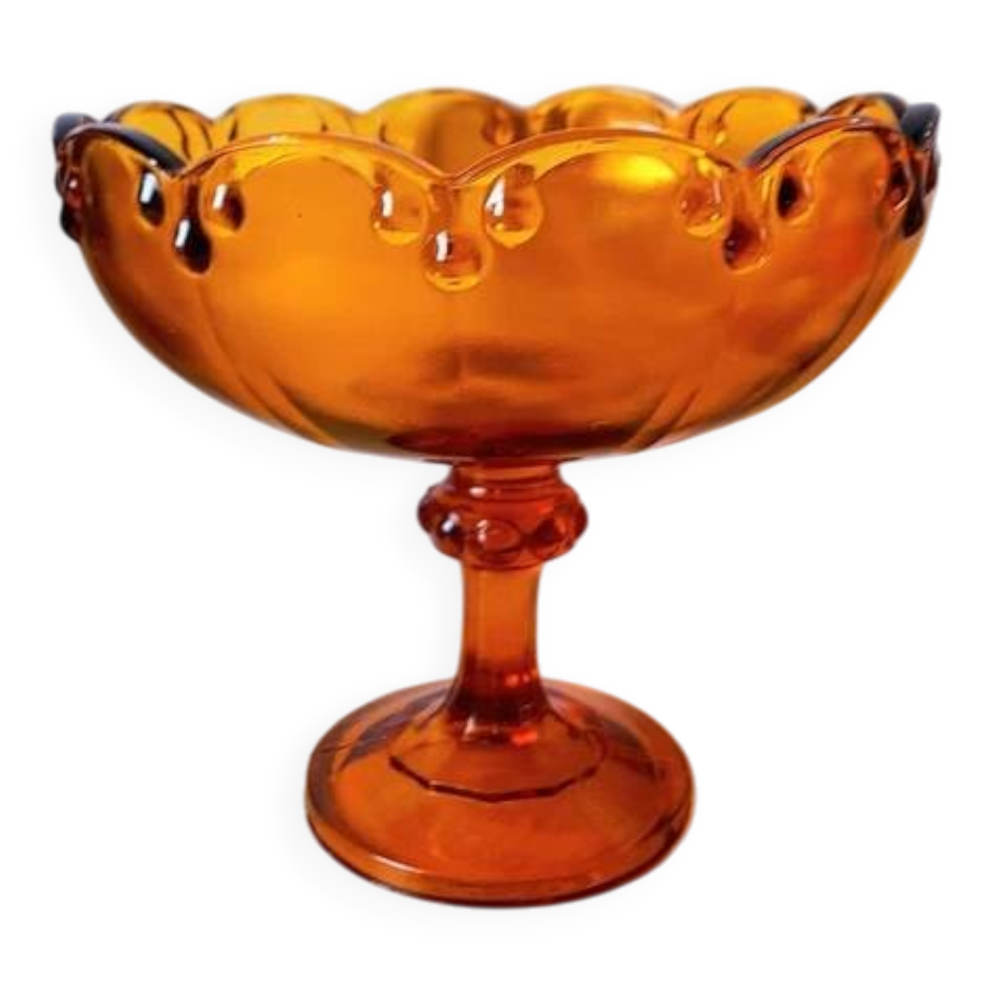 Coupe à fruits en verre ambré