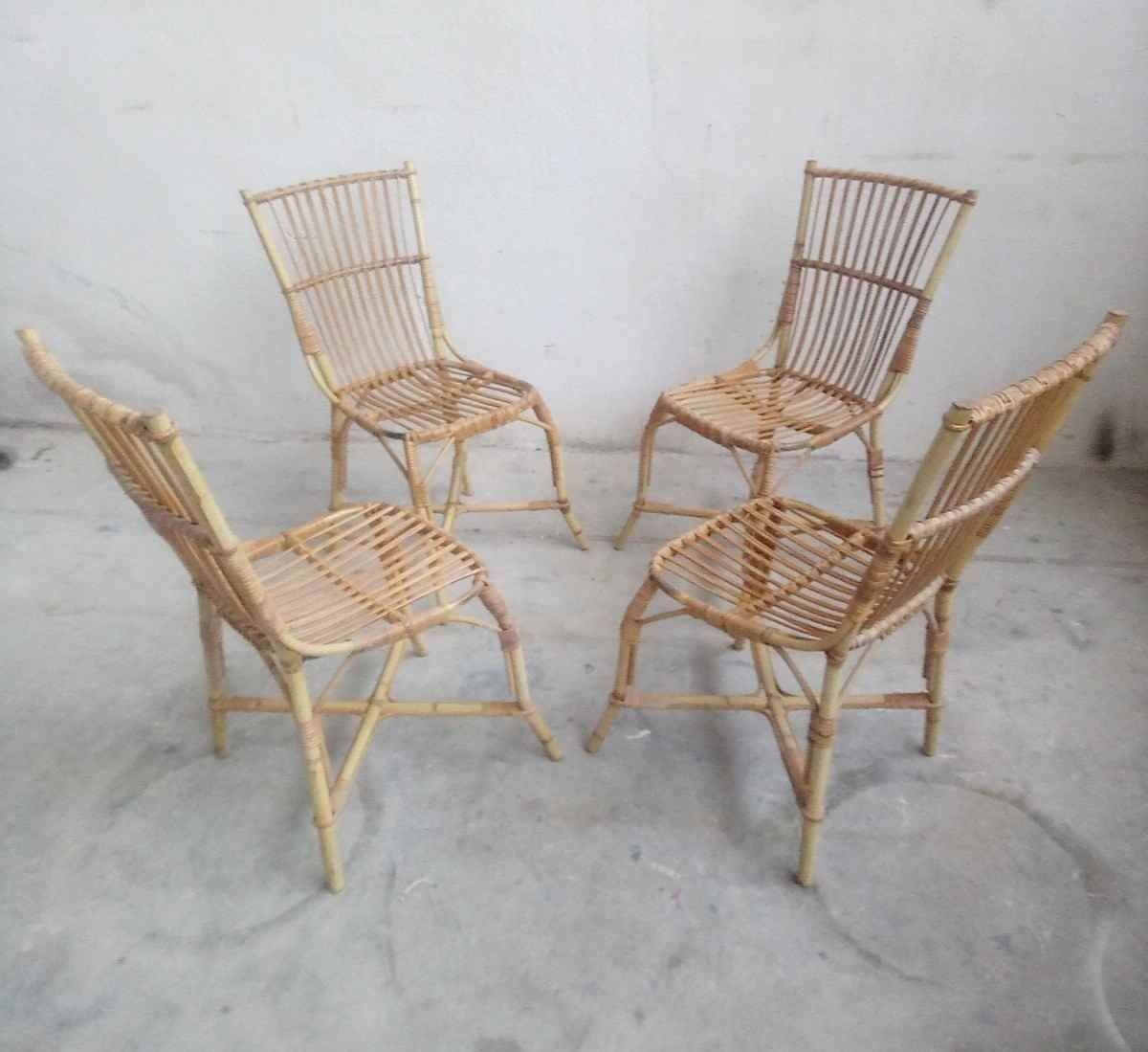 Lot de 4 chaises rotin