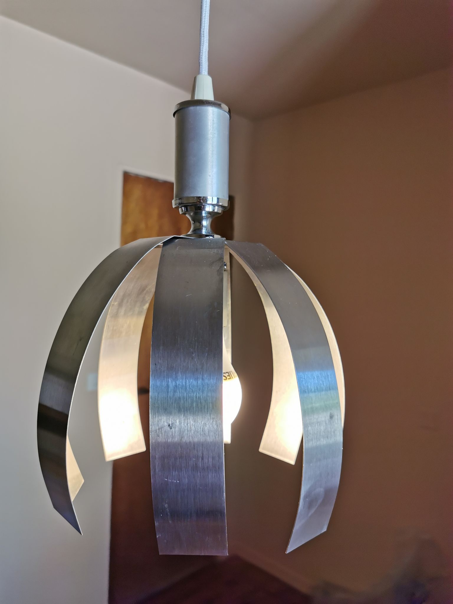 Brushed stainless steel vintage pendant light