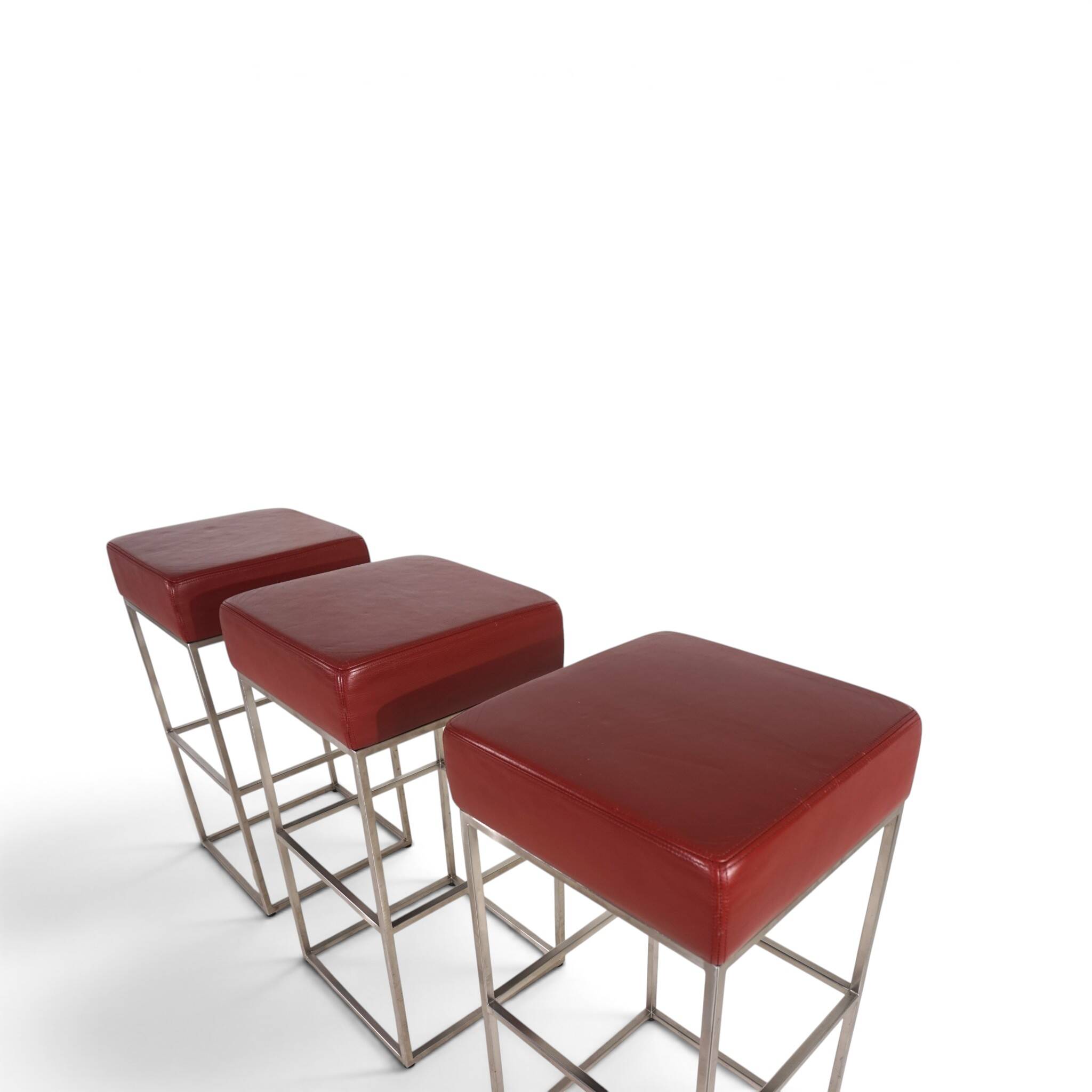 De Sede set of 3 DS 218/55 leather bar stools by Paolo Piva, 2000