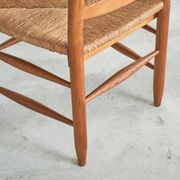 Set of 2 oak and wicker armchairs, mid-20th century.