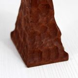 Brutalist teak and metal candle holder