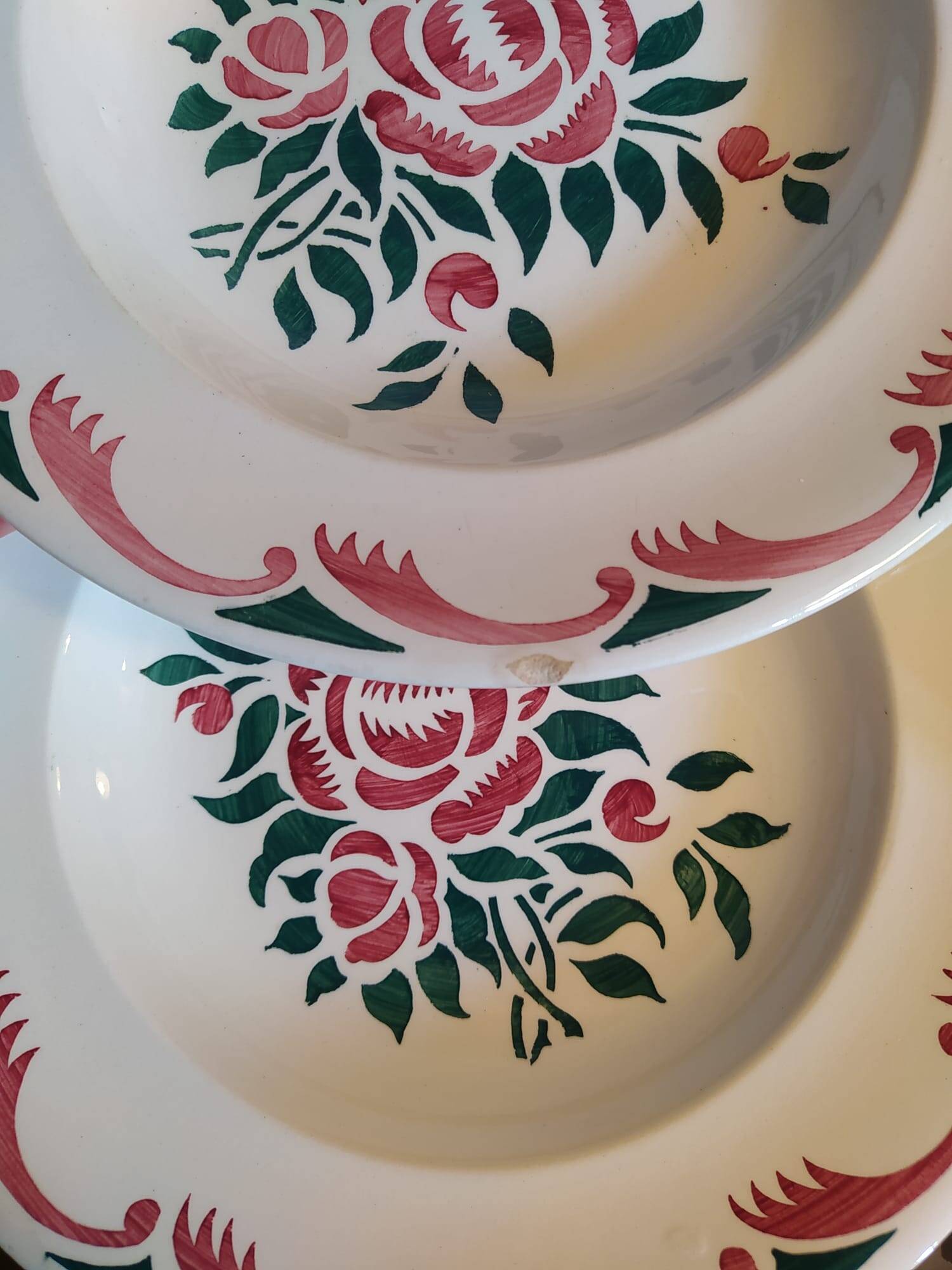 5 old soup plates from the French manufacturer LONGWY, Alsace model. Vintage.