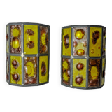 Pair of brutalist sconces by Felipe Derflingher for Feders, blown glass, 1960, Mexico