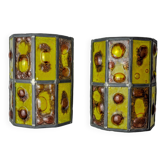 Paire d'appliques brutalistes de Felipe Derflingher pour Feders, verre soufflé, 1960, Mexique