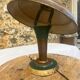 Vintage brass & green metal lamp - mushroom / Art Deco