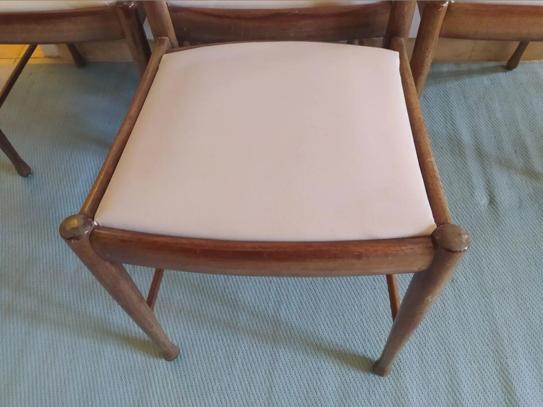 4 scandinavian beige white teak chairs