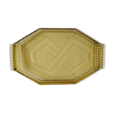 Octagonal Art Deco pressed glass tray
