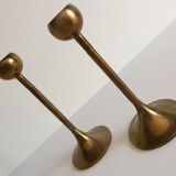 Pair of Scandinavian candlesticks in solid brass