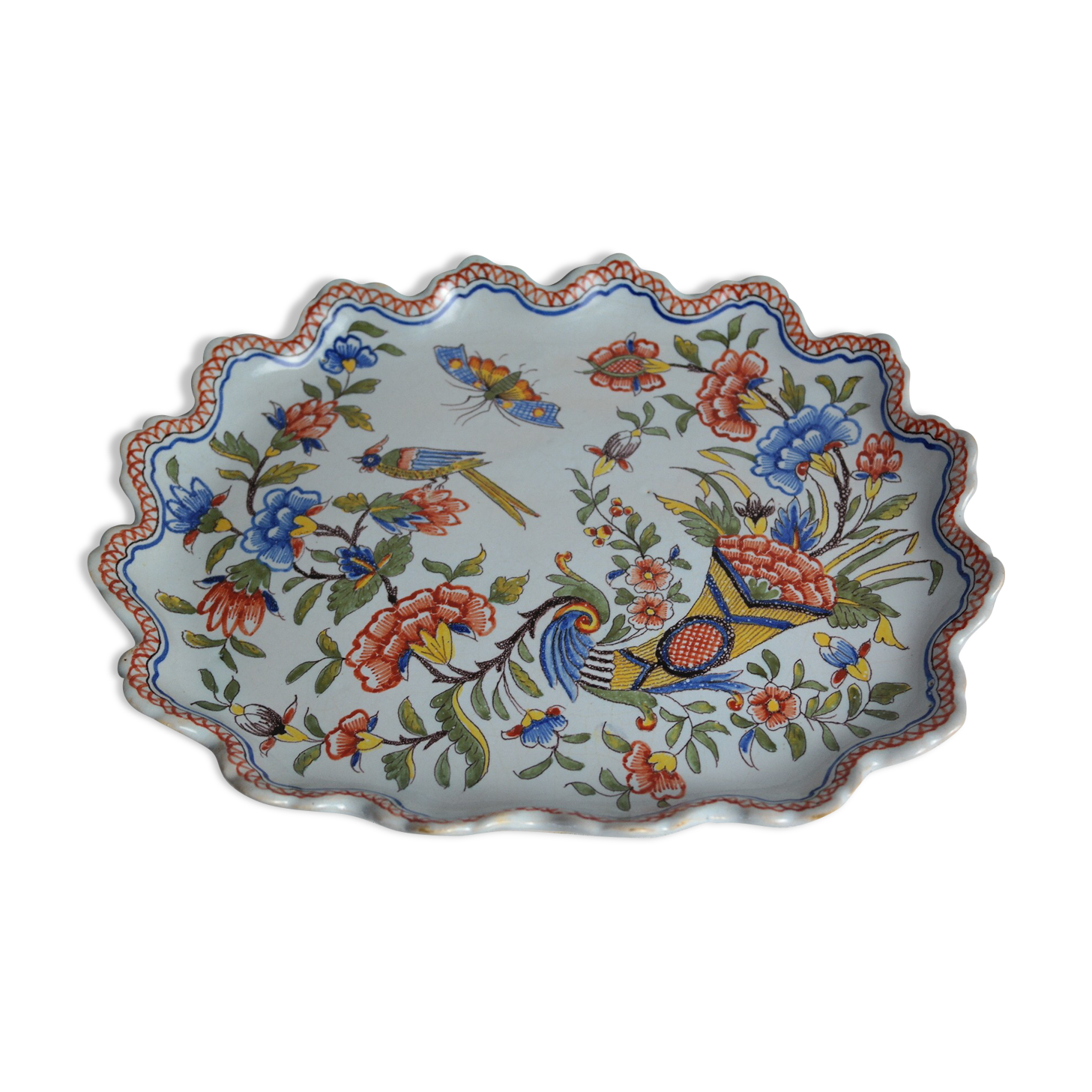 Flat earthenware of Rouen polychrome decoration cornucopia of plenty