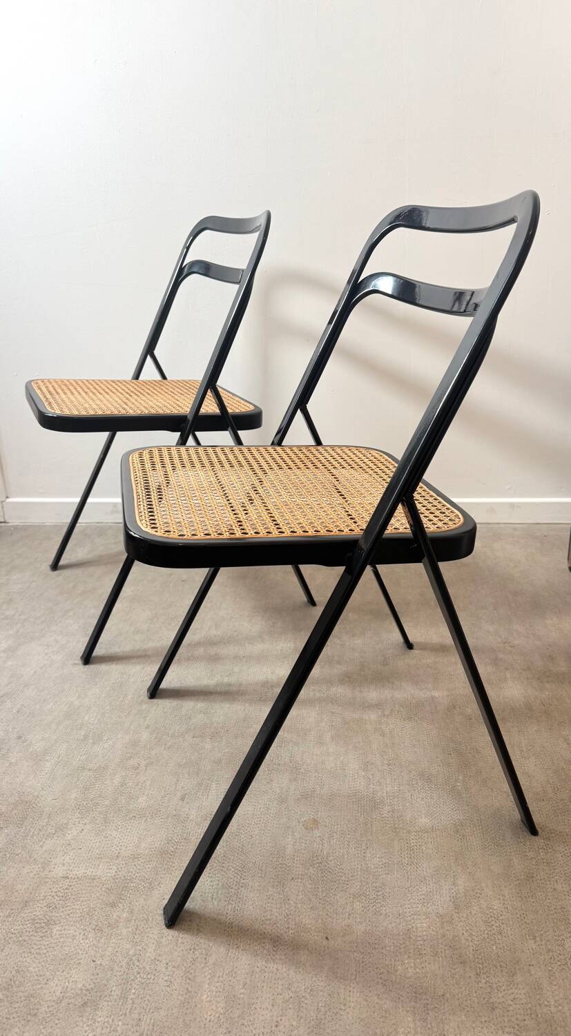 Pair of Italian caned chairs by Giorgio Cattelan for Cidue.