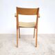 Vintage bridge armchair in beech and pale yellow faux leather from the 1960s.