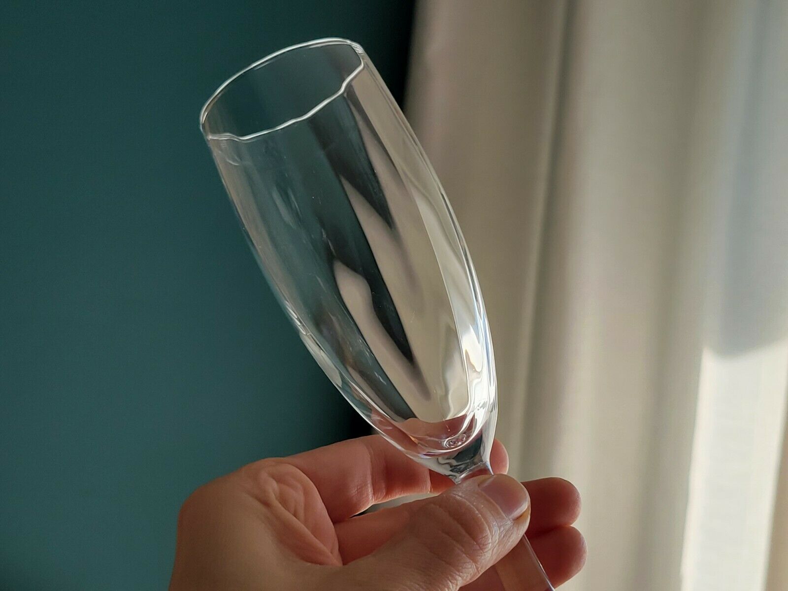 10 vintage champagne flutes in faceted glass