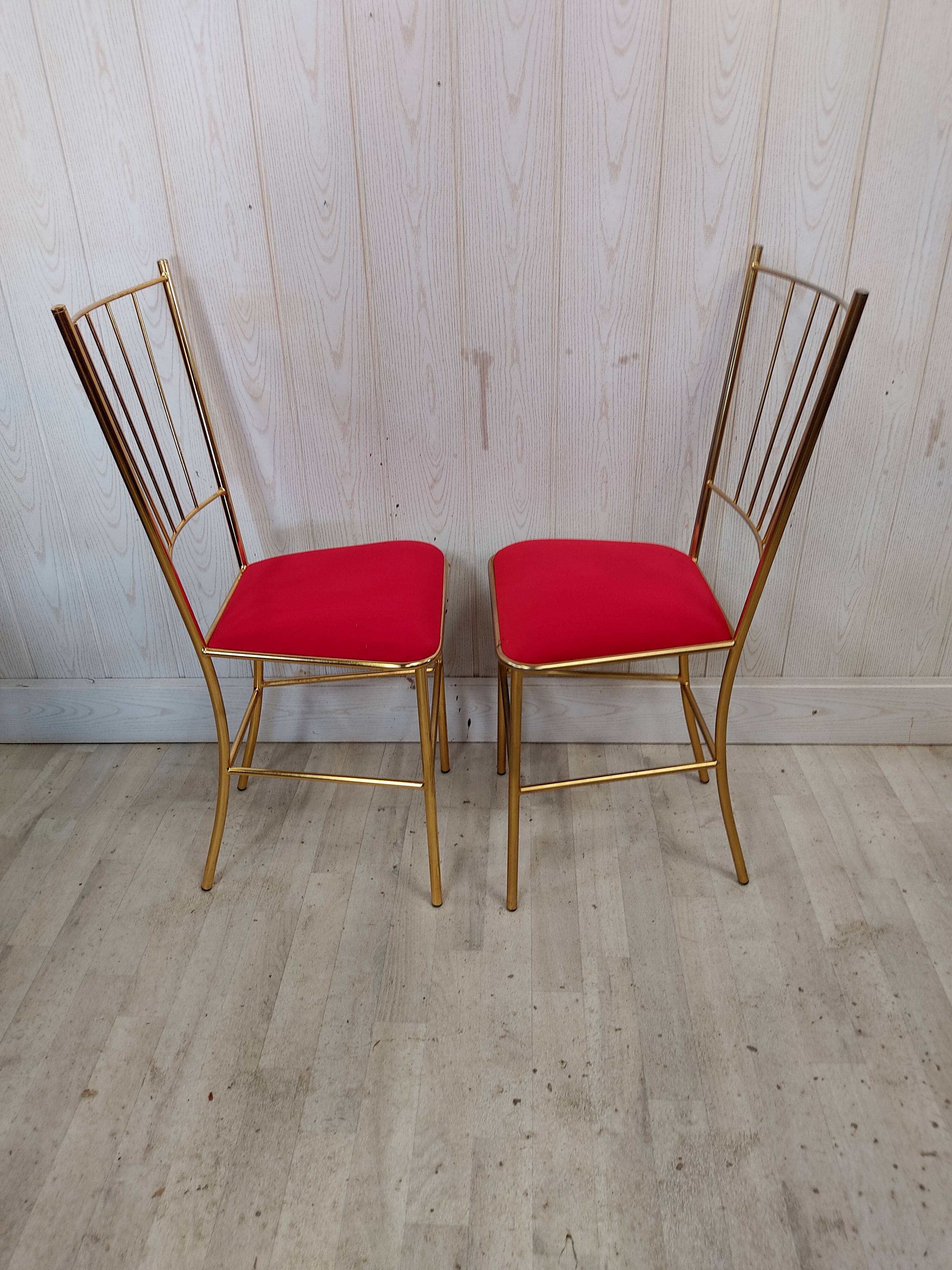 Duo of vintage gold metal chairs