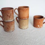 5 tasses en grès années 70