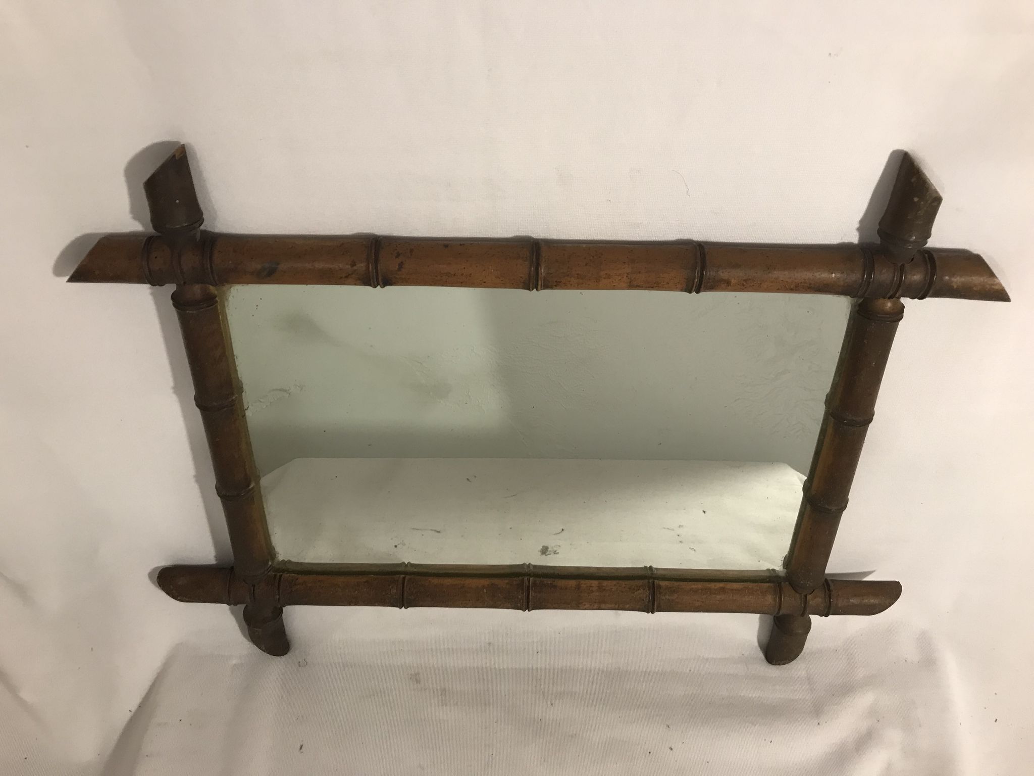 Miroir en bambou années 60 - 63x47cm