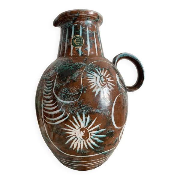 Vase en céramique fait main Mongolfier, signé Yvon Roy 1960