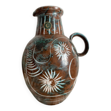 Handmade ceramic vase by Mongolfier, signed Yvon Roy, 1960