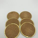 Set of 6 coasters in mother-of-pearl and brass