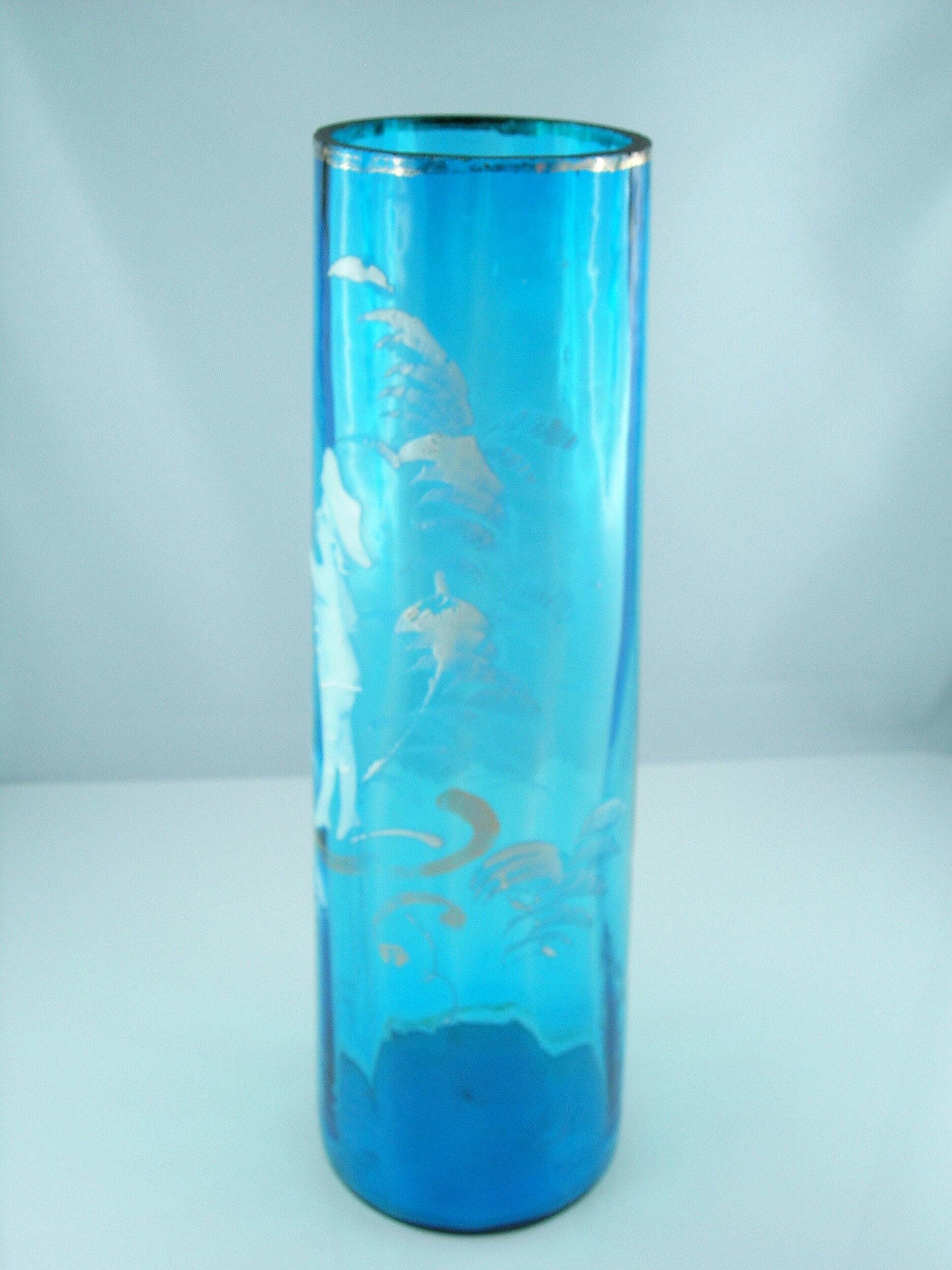 Pair of blue glass vases in the taste of Mary GREGORY
