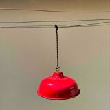 Industrial suspension in enamelled sheet metal, red and white bowl