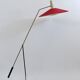 Articulated floor lamp with counterweight mid-century by Rupert Nikoll, nickel, brass.