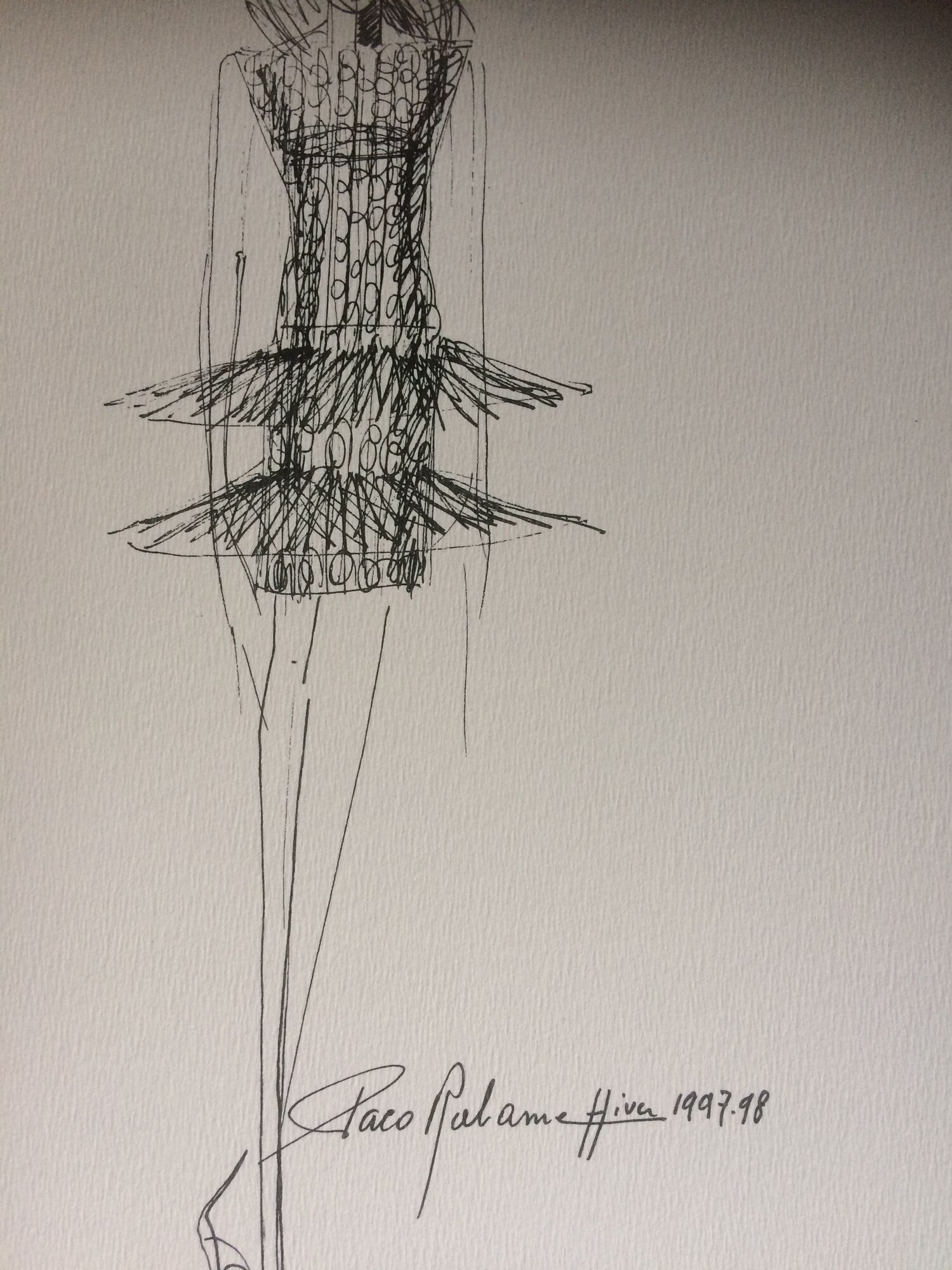 Paco Rabanne: jole press early 1990s vintage fashion illustration.