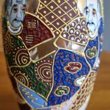 Set of 2 Japanese Satsuma ceramic vases