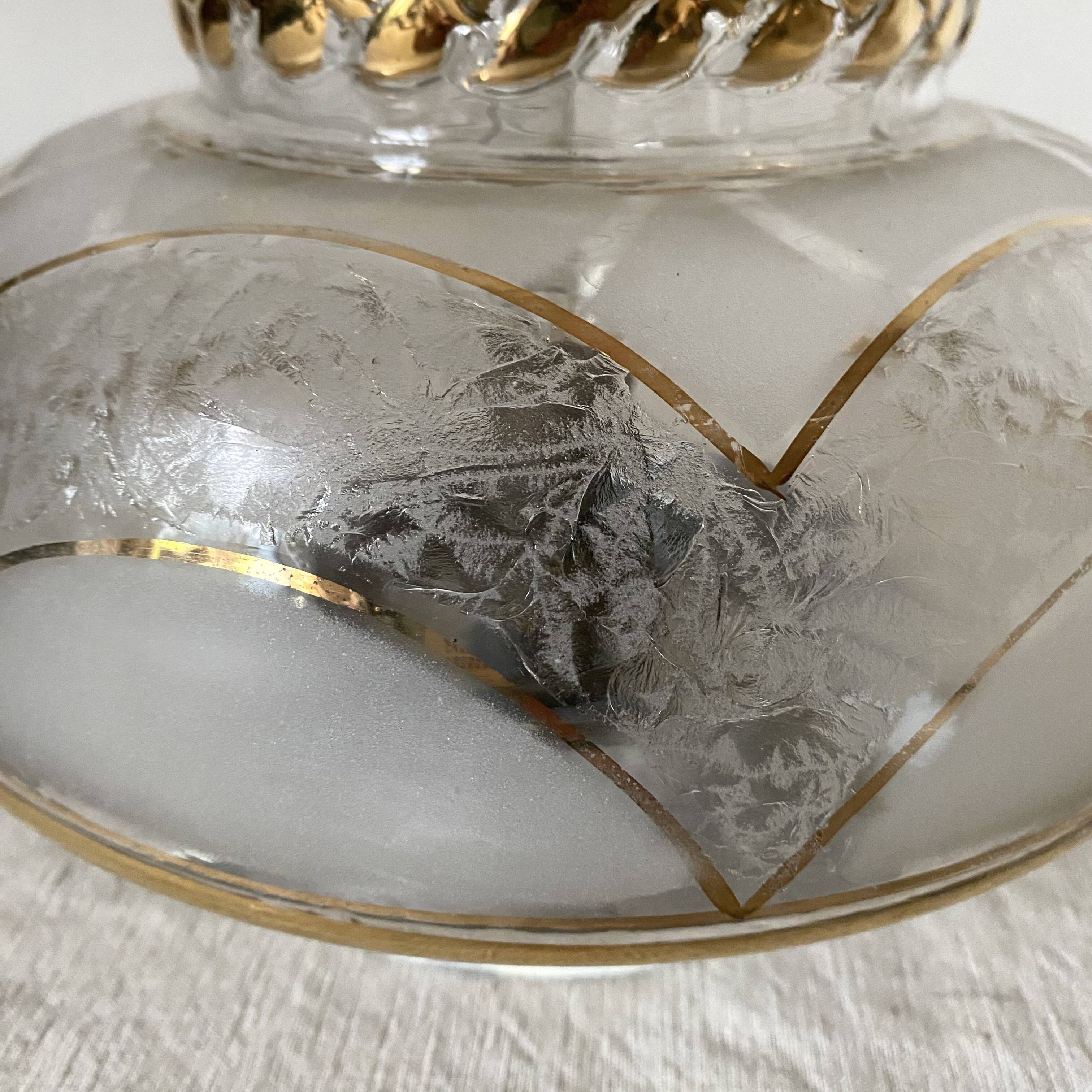 Art Deco ceiling light in frosted glass and gold