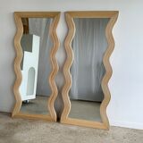 Zigzag rattan foot mirror H:182cm