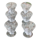 6 elegant clear glass champagne glasses with chiseled flower pattern