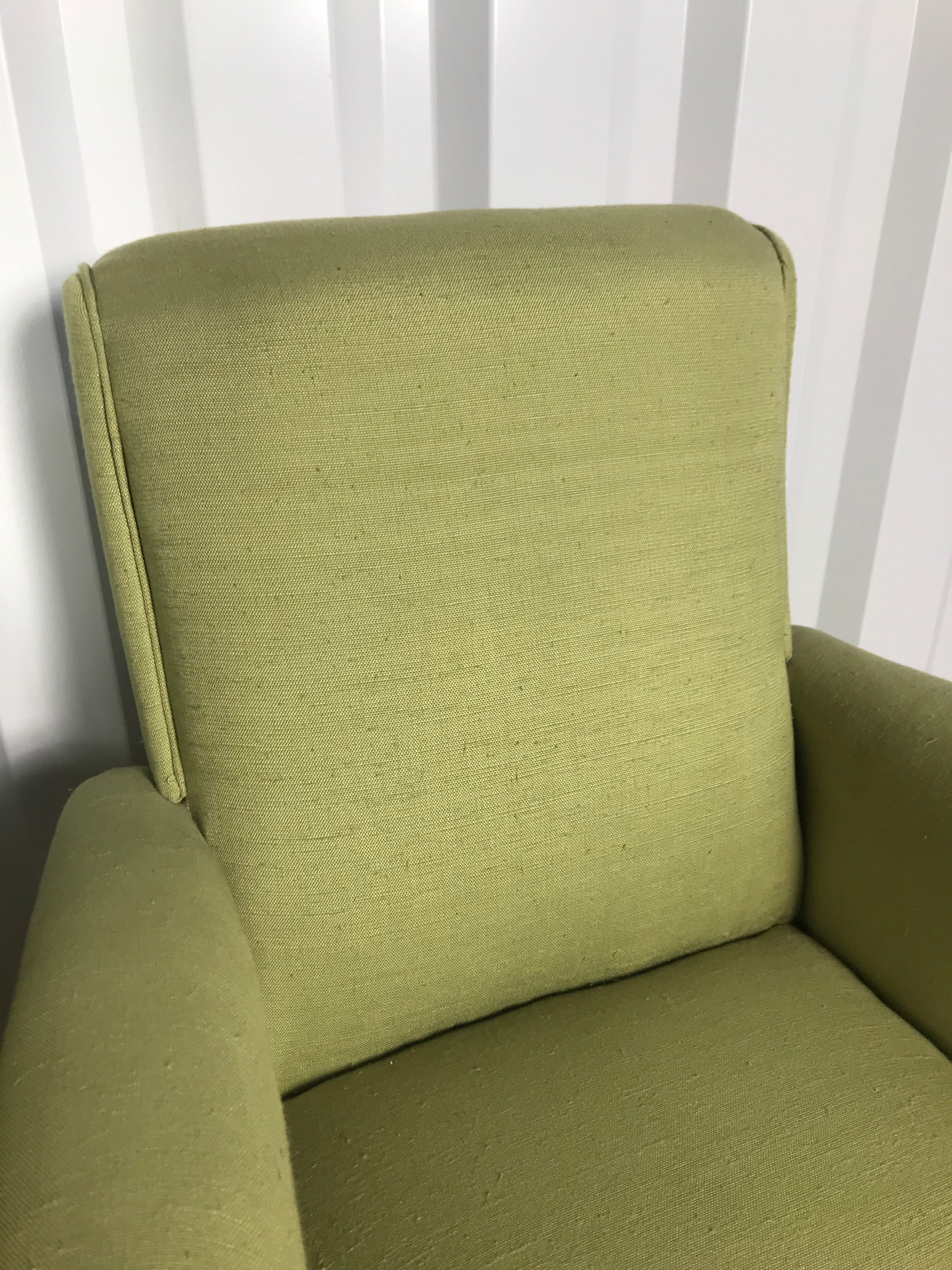 Pair of vintage Scandinavian 1960 green armchairs