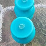 Pair of Space Age lampshades in blue opaline.