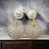 Set of chiseled glass wall sconces