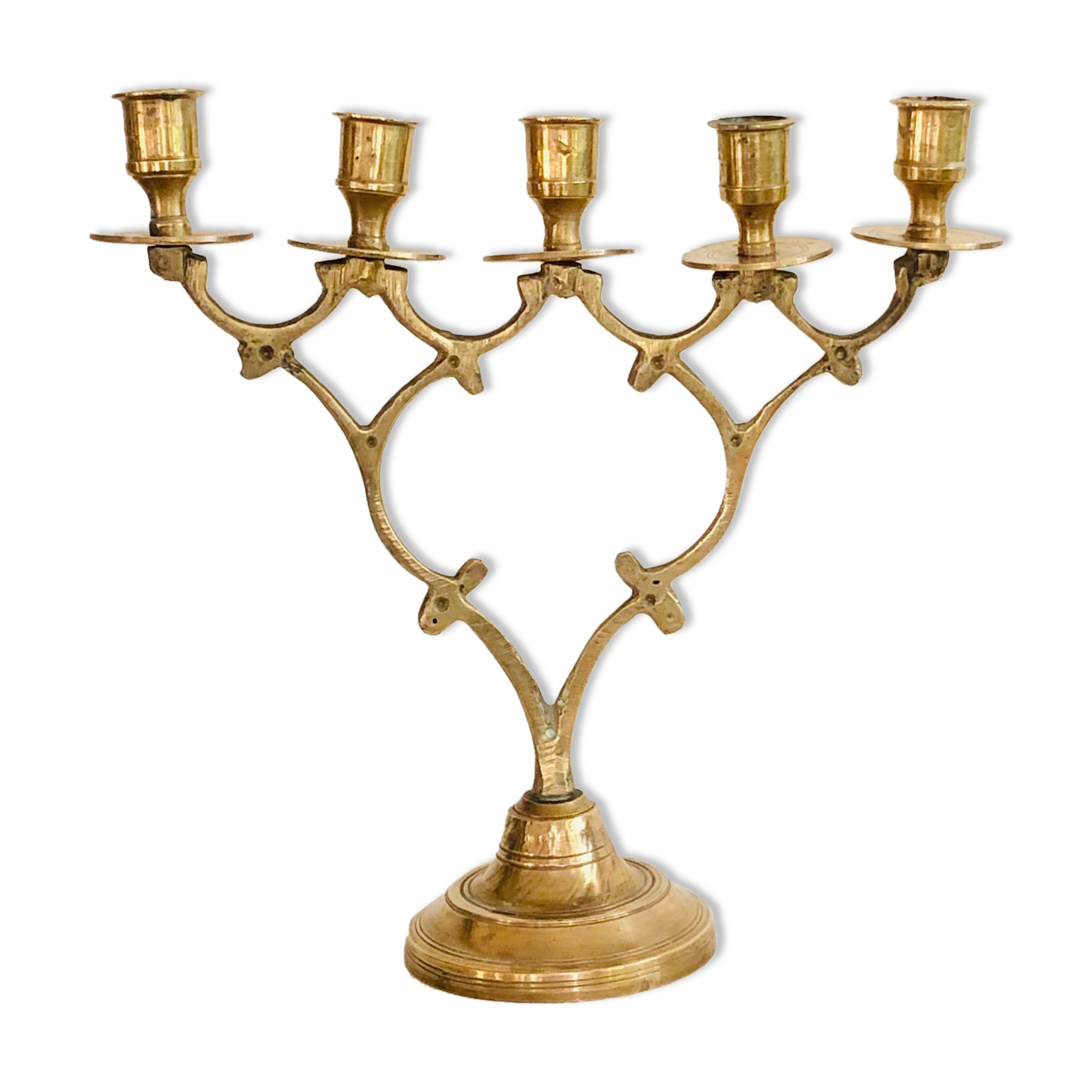 Chandelier ancien 5 branches en laiton