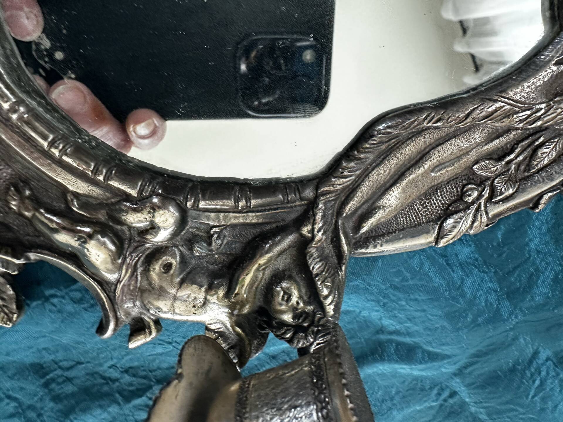 Rare pair of mirror sconces with putti. Napoleon III / Art Nouveau ~