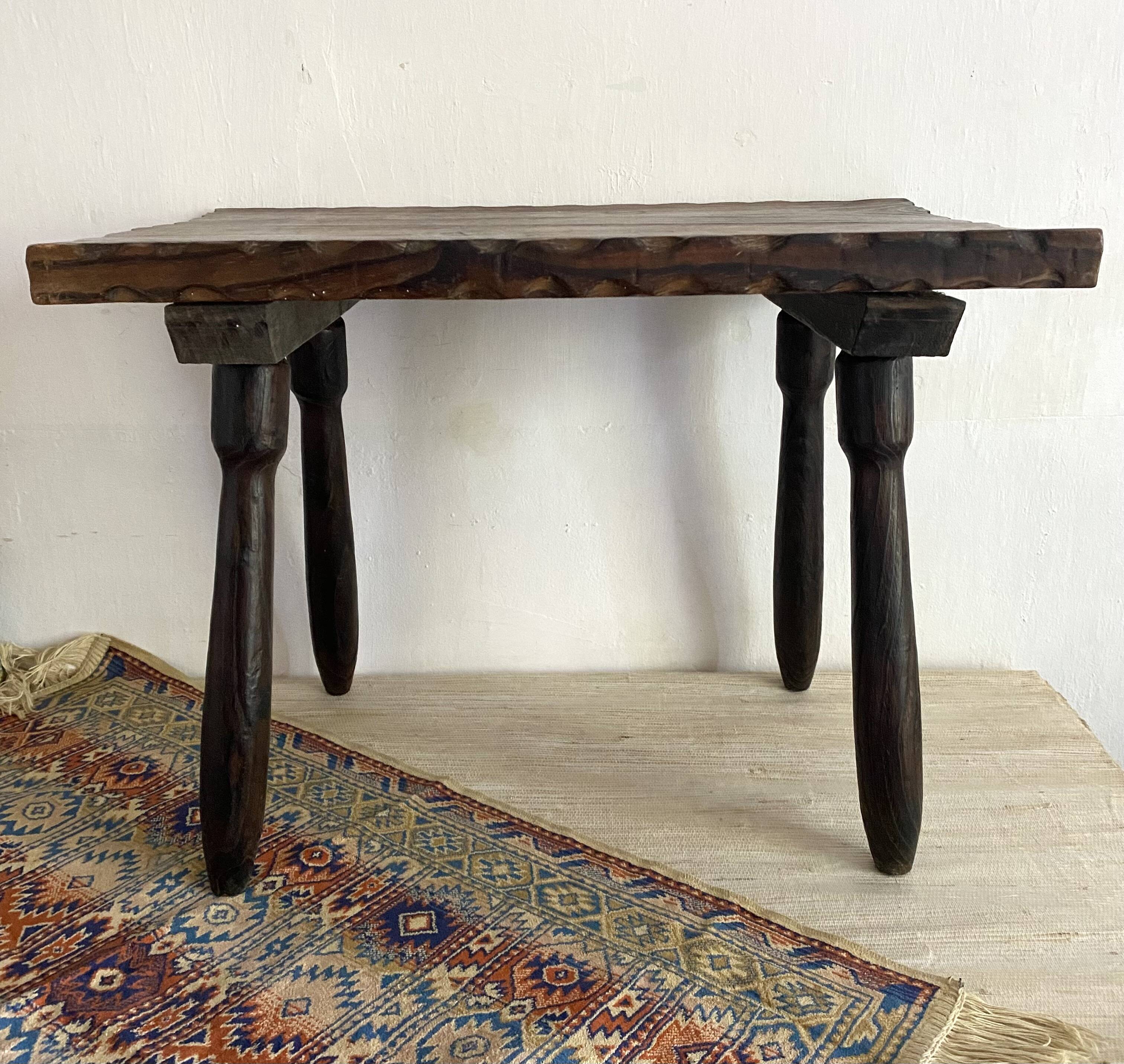 Wooden side table or bed end, Spain 1970