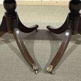 1950s English Regency walnut table with 1 extension leaf