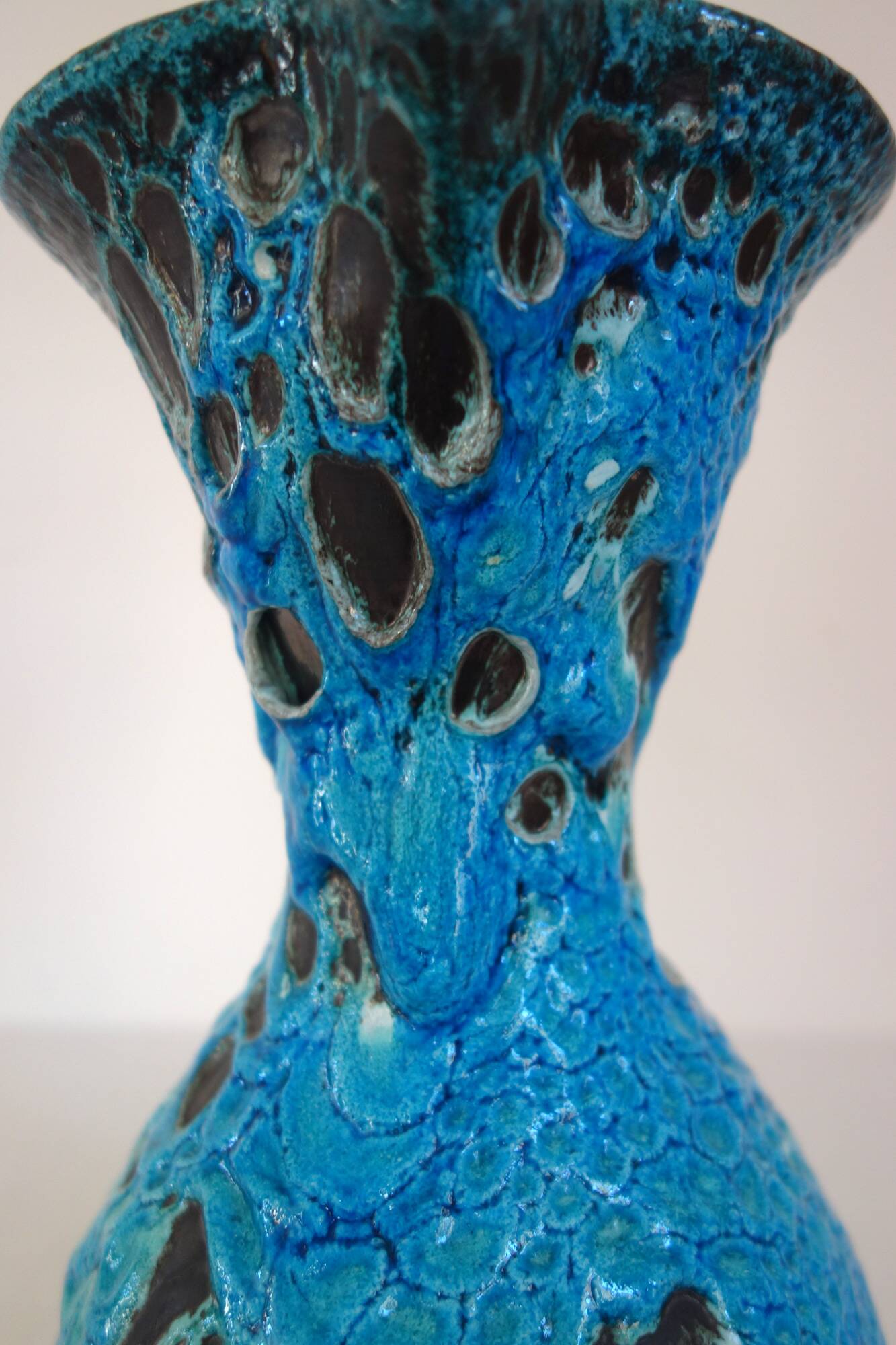 Fat lava vase by Charles Cart in turquoise blue 1960