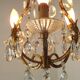 French Vintage Goldtone Metal & Crystal 3 Light Cage Chandelier 5502