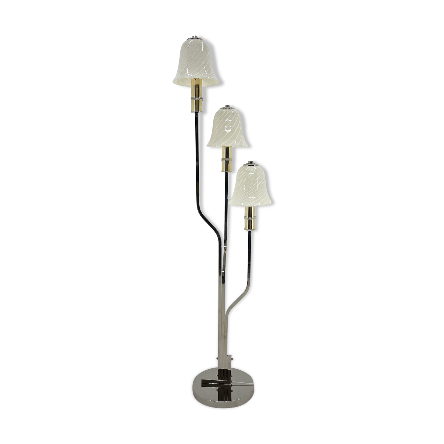 Italian Chrome & Murano Glass 'Magic Mushrooms' Floor Lamp, 1970's