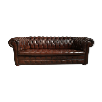 Chesterfield antique brown leather sofa