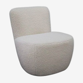 White curly wool armchair