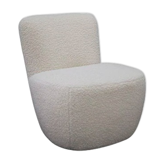 White curly wool armchair