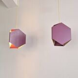 Set of 2 purple Seks-Tre pendant lamps by Ole Panton for Lyfa, Denmark 1960's