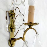 Set of 4 gilt bronze wall lights, crystal papillae
