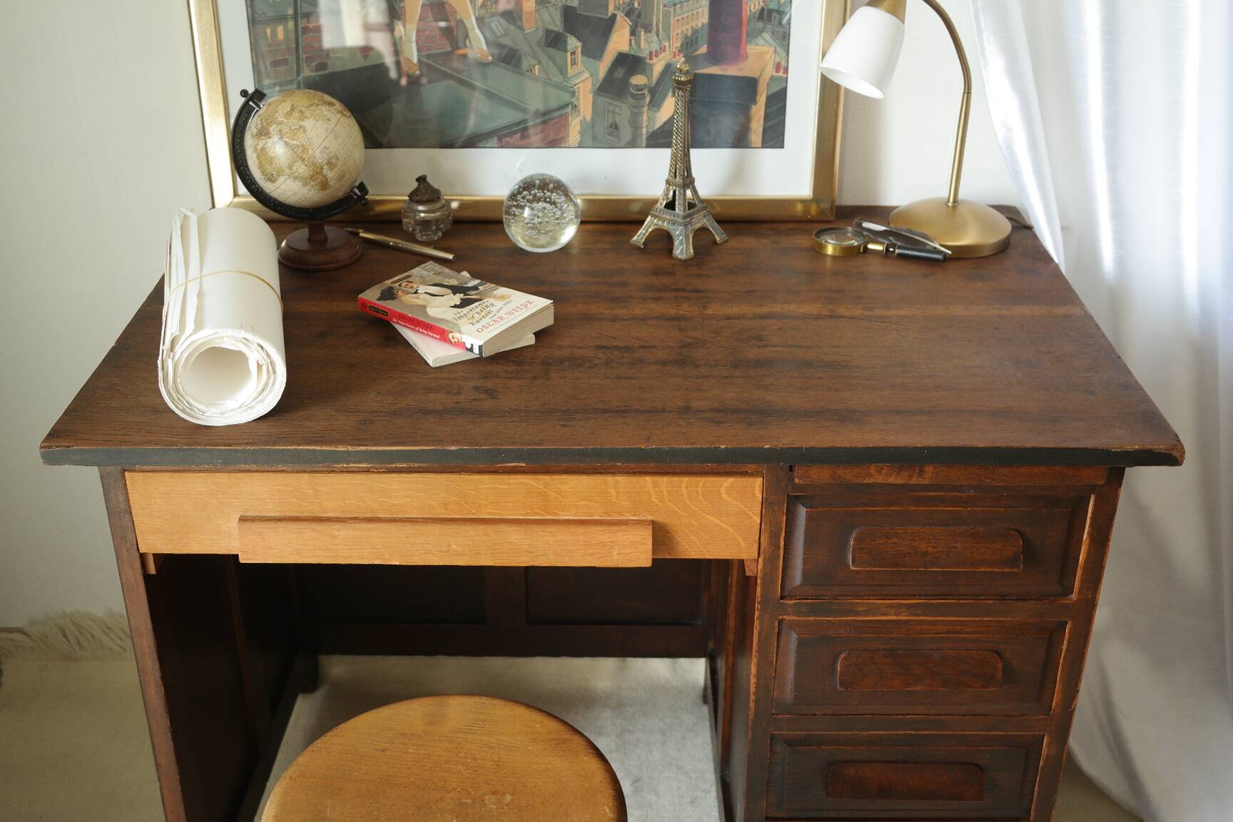Vintage oak pedestal desk