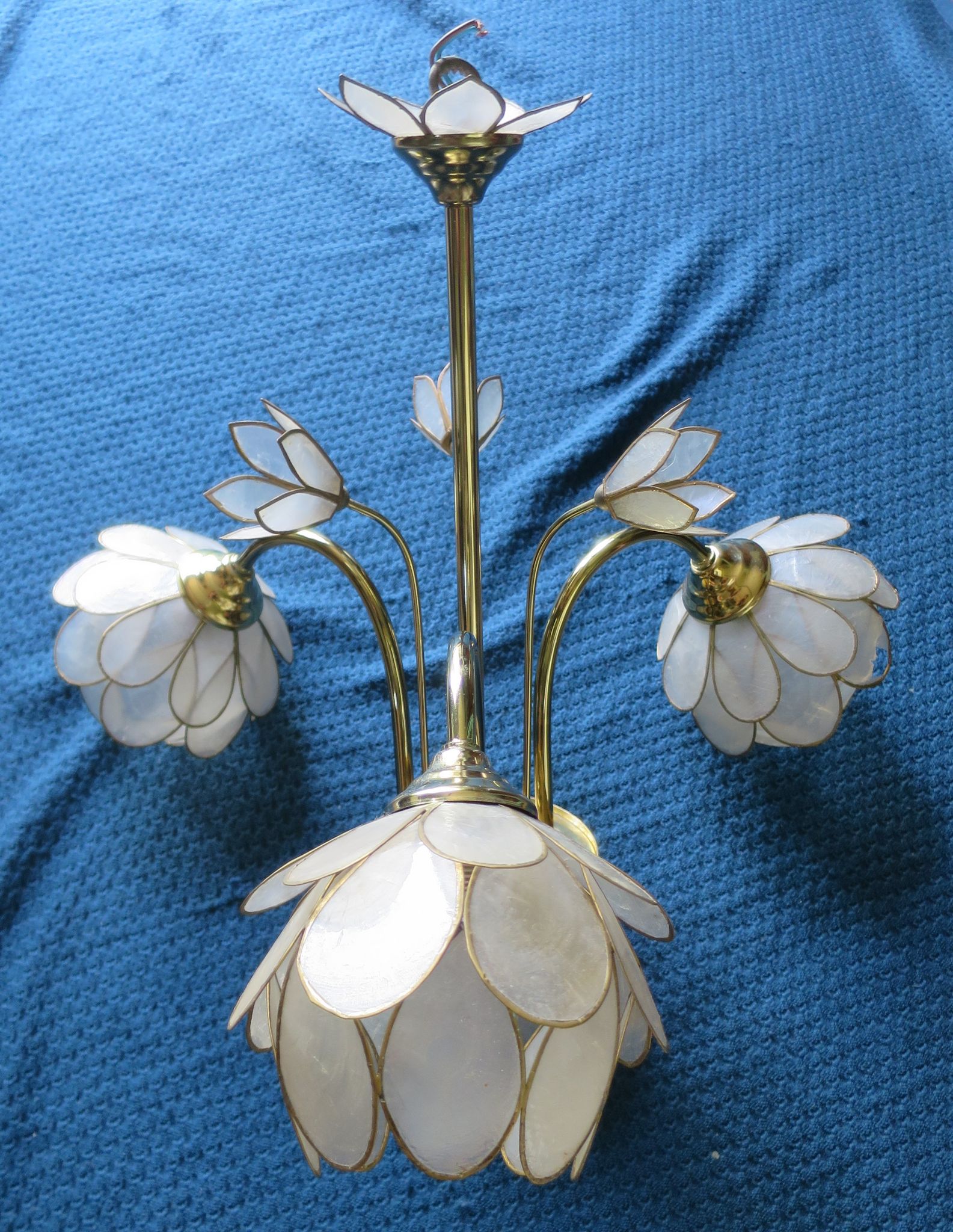 Chandelier brass mother-of-pearl capiz flowers
