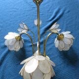 Chandelier brass mother-of-pearl capiz flowers